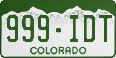 CO license plate 999IDT