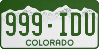 CO license plate 999IDU