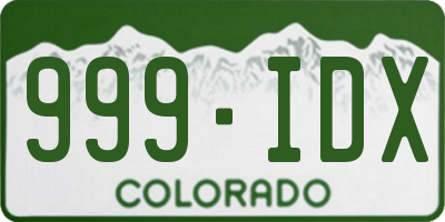 CO license plate 999IDX