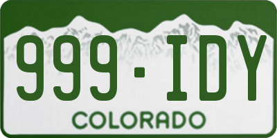 CO license plate 999IDY