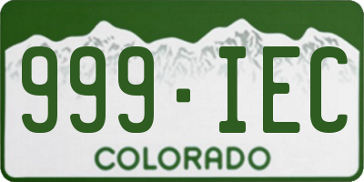 CO license plate 999IEC