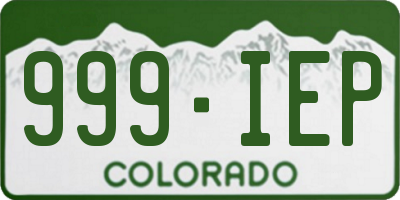 CO license plate 999IEP