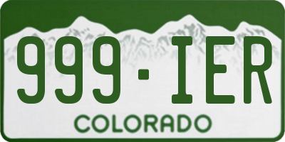 CO license plate 999IER