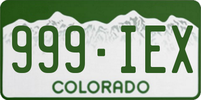 CO license plate 999IEX