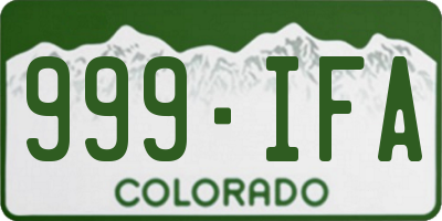 CO license plate 999IFA