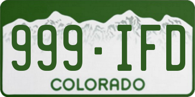 CO license plate 999IFD
