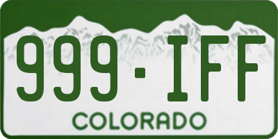 CO license plate 999IFF