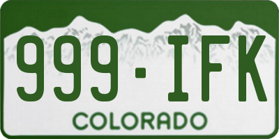CO license plate 999IFK