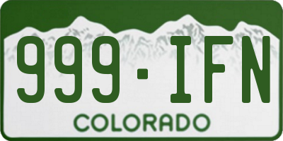 CO license plate 999IFN