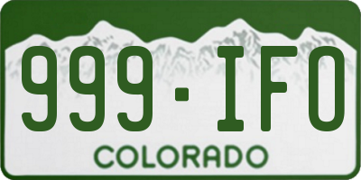 CO license plate 999IFO