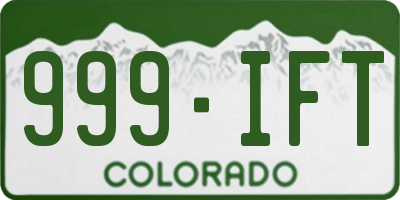 CO license plate 999IFT