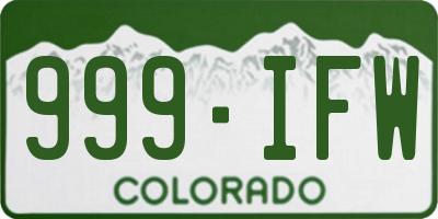 CO license plate 999IFW