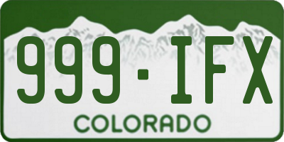 CO license plate 999IFX