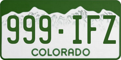 CO license plate 999IFZ