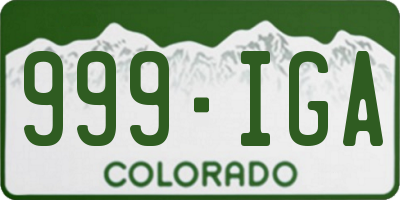 CO license plate 999IGA