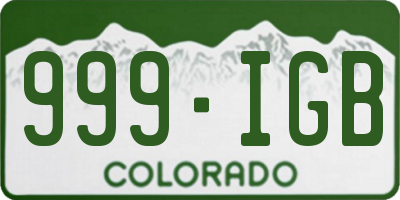 CO license plate 999IGB