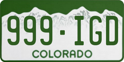CO license plate 999IGD