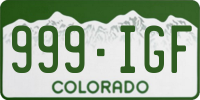CO license plate 999IGF