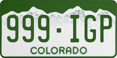 CO license plate 999IGP
