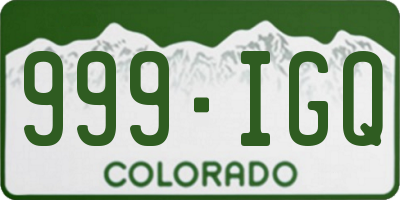CO license plate 999IGQ