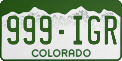 CO license plate 999IGR