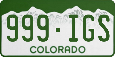 CO license plate 999IGS