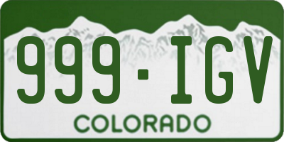 CO license plate 999IGV
