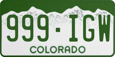 CO license plate 999IGW