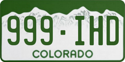 CO license plate 999IHD