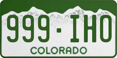 CO license plate 999IHO