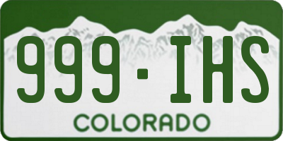 CO license plate 999IHS