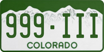 CO license plate 999III