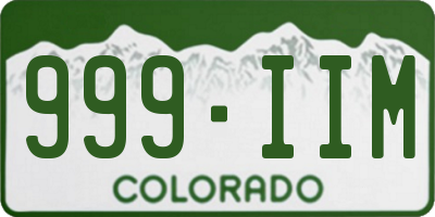 CO license plate 999IIM