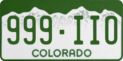 CO license plate 999IIO