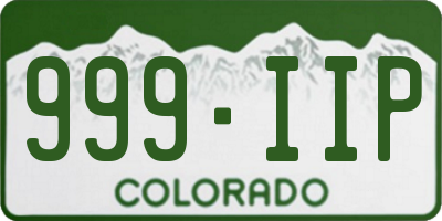 CO license plate 999IIP