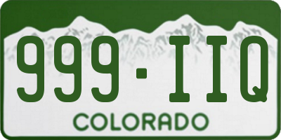 CO license plate 999IIQ