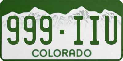 CO license plate 999IIU