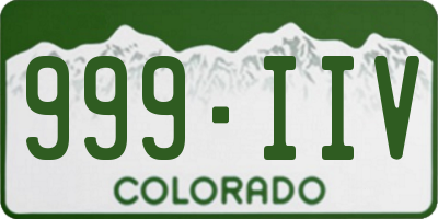 CO license plate 999IIV