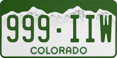 CO license plate 999IIW