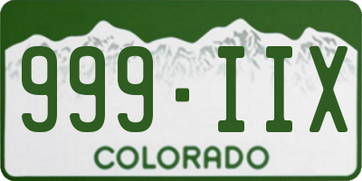CO license plate 999IIX