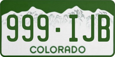 CO license plate 999IJB