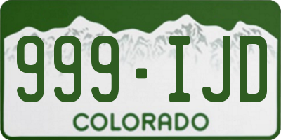 CO license plate 999IJD