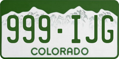 CO license plate 999IJG