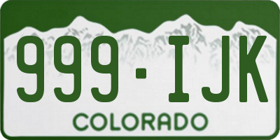 CO license plate 999IJK