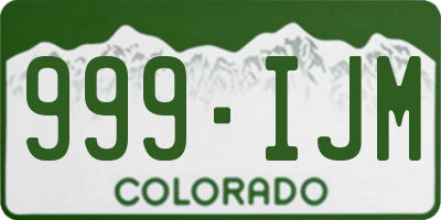 CO license plate 999IJM