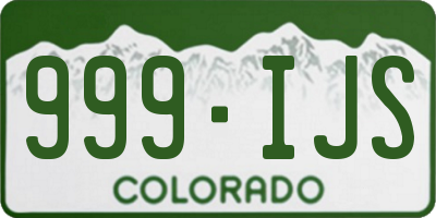 CO license plate 999IJS