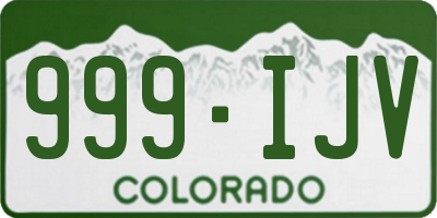 CO license plate 999IJV