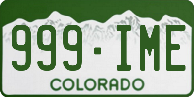 CO license plate 999IME