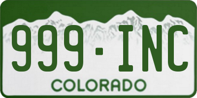 CO license plate 999INC