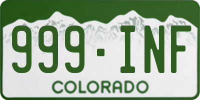 CO license plate 999INF